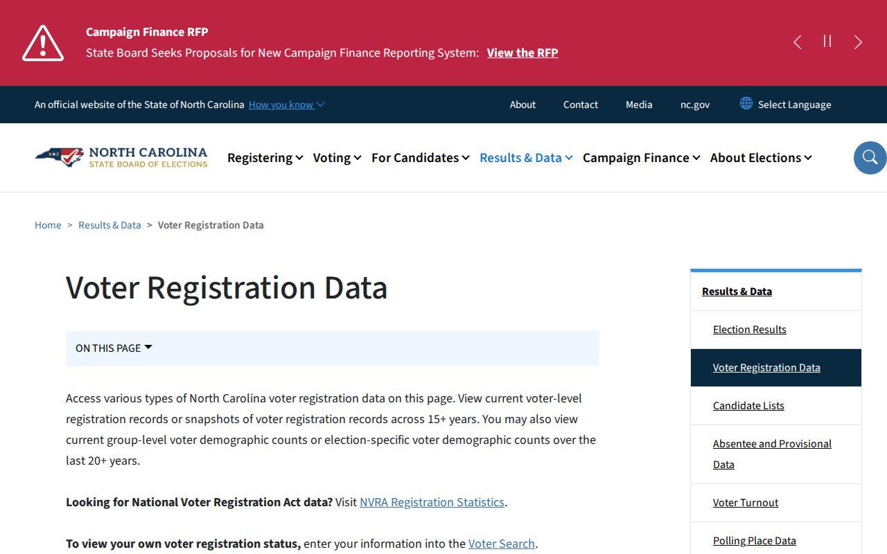 Union County voter records file download choices from NCSBE