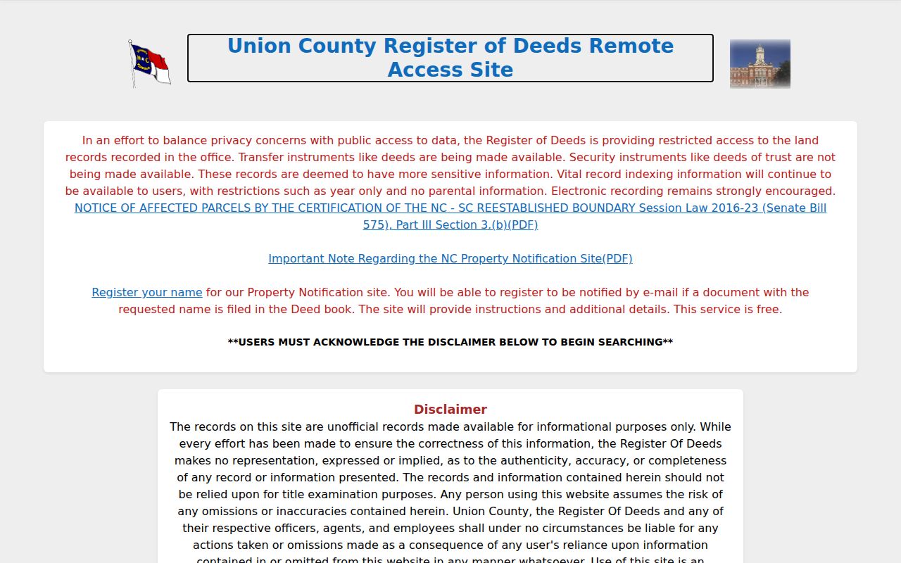 Union County public records deed and plat name search