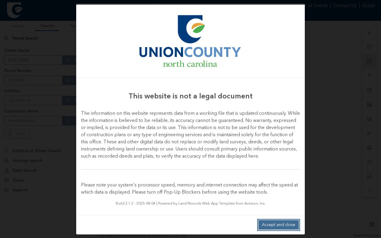 Union County people search in the UC Atlas parcel viewer